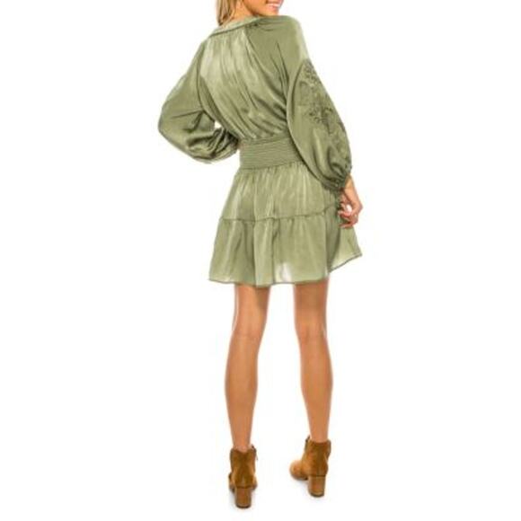 A Collective Story Annie Olive Green Smocked Mini Dress - Size Large NWOT - Picture 9 of 9